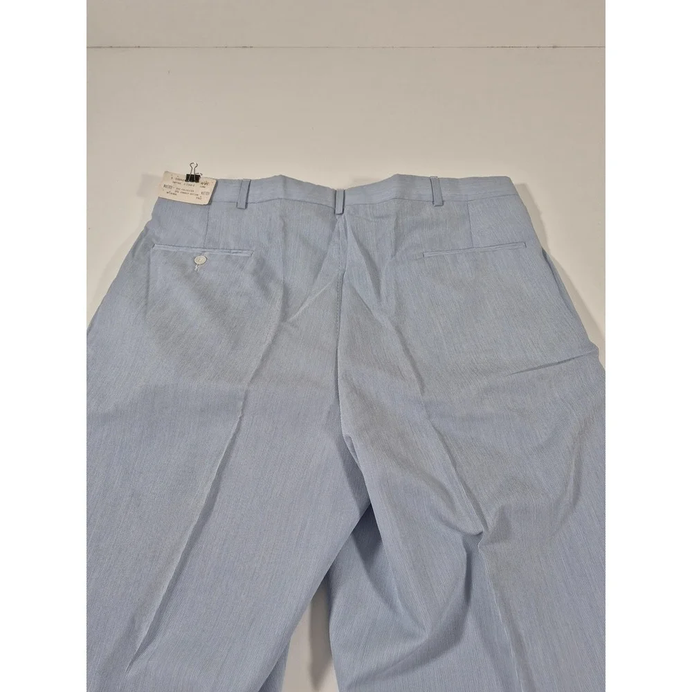 VTG Smythe Dress Pants Mens 44x37 Blue Pinstripe Pleated Straight USA Summer